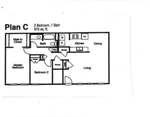2-Bedroom 1-Bathroom Floor Plan