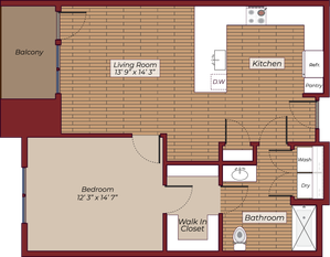One Bedroom Floorplan | The James Apartments | Haverhill MA Apartments