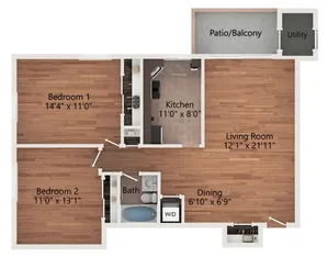 2 Bedroom 1 Bath 1000 sq ft