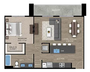 1+1G Floor Plan