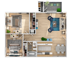 Phoenix Sacramento 2x1 bedroom floorplan