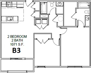2 bedrooms, 2 baths