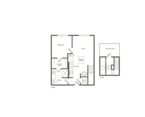 842 square foot one bedroom one bath with loft apartment floorplan image