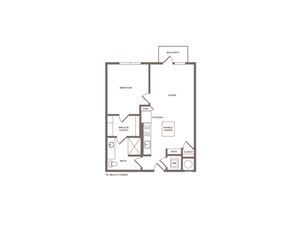 775 square foot one bedroom one bath apartment floorplan image