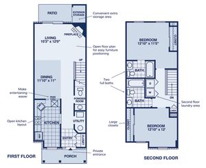 Thomas Meeting Apartments - Two-Bedroom Floorplan