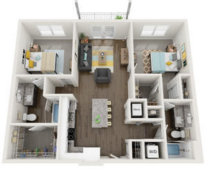 2 Bed / 2 Bath | 1,046 SF
