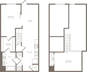 1091 square foot two bedroom one bath floor plan