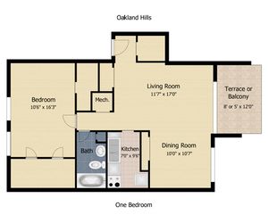 Oakland Hills 1 Bedroom floor plan