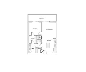 794 square foot one bedroom one bath apartment floorplan image