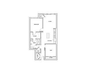 983 square foot one bedroom two bath with den apartment floorplan image