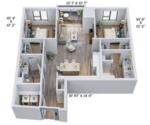 C7 | 2x2 | 1073 sq ft