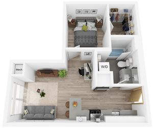 Plan N | 1 bedroom, 1 bathroom