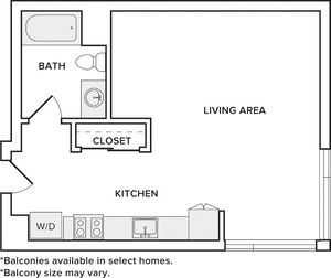 511 square foot studio one bath floor plan image