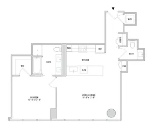 One Bedroom A-05 - 900 Sq. Ft. - Floors 43-44