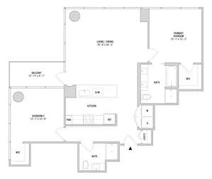 Two Bedroom B-07 - 1273 Sq. Ft. - L43-44