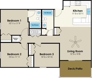 3BR/2BA - Corner