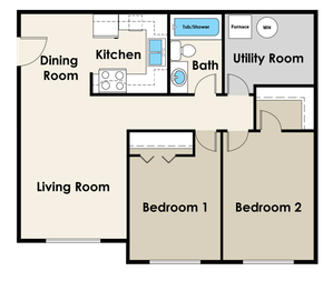 2 Bedroom Floor Plan | Reserve at Kirkwood | Cedar Rapids, Iowa