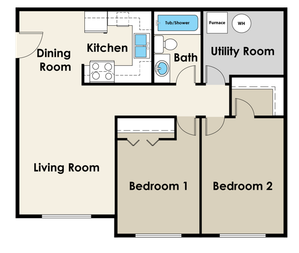 2 Bedroom Floor Plan | Reserve at Kirkwood | Cedar Rapids, Iowa