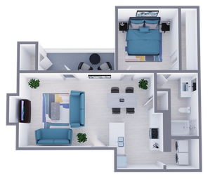 A3 Renovated floor plan featuring 1 bedroom 1 bathroom