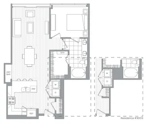 K / 1 Bedroom / 1 Bath