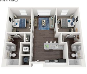2 Bed Floor Plan  |  Park West  | Apartments In College Station, Texas