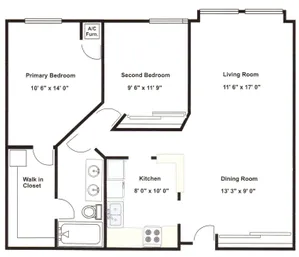 2 bed 1 bath