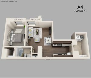 One Bed One Bath 700 sqft