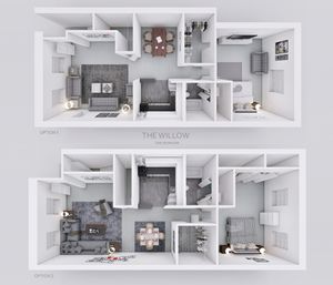 The Willow: One Bedroom Layout 2 Options at Willow Shores