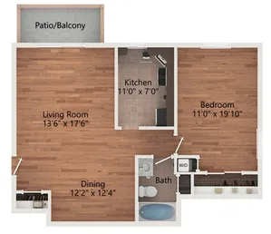 1 bedroom 850 sq ft