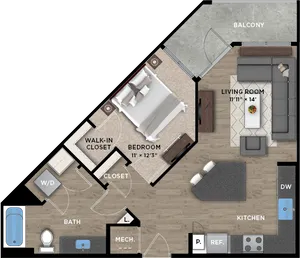 1+1C Floor Plan