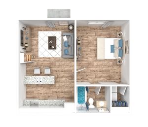 Collective 1 Bedroom floorplan