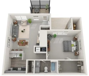 One Bedroom | 810 sqft | Fireplace | Screened-In Porch | Vaulted Ceiling | Third Floor Only