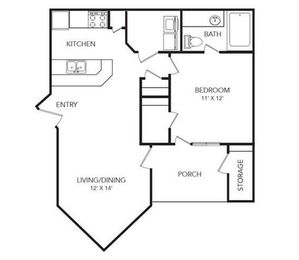 One bedroom one bath apartment home