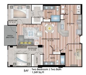 2 bedroom apartment with den in Downtown Sarasota at The DeSOTA in Sarasota.