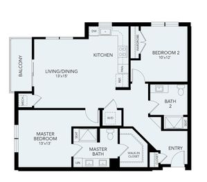 B3 | 2 bed 2 bath | 1180 sq ft