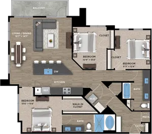 3+2A Floor Plan