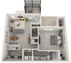 One Bedroom | 906 sqft | Full Sized Washer/Dryer Connections | Screened-in Porch | Fireplace | Vaulted Ceiling | Third Floor Only