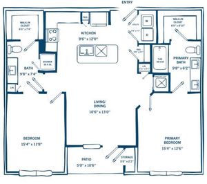 B1-H | 2 bed 2 bath | 1147 sq ft