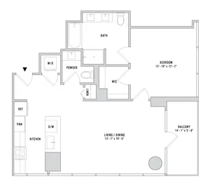 One Bedroom A-05.1 - 908 Sq. Ft. - Floors 3-4