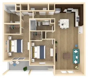 2 bedroom 2 bath floor plan