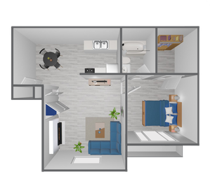 A1 Classic floor plan featuring 1 bedroom 1 bathroom