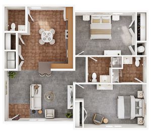 2BR/2BA H UNFURN
