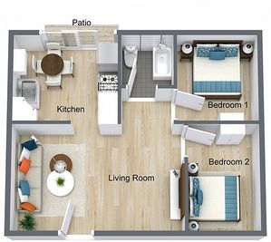 Two bedroom floorplan image.