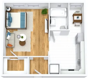 A3 Floor Plan- 450 SqFt Studio Apartment