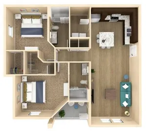2 bedroom 2 bath floor plan