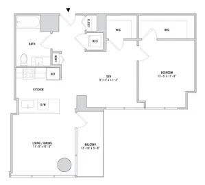 One Bedroom A-07 - 905 Sq. Ft. - Floors 3-4
