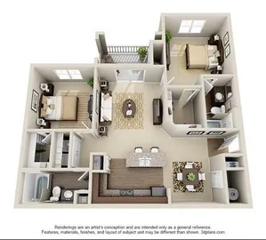 2 Bedroom | 2 Bath | 1093 SF
