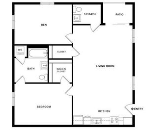 2D Floor Plan - 1 Bedroom/Den
