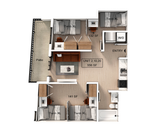 2 Bedroom | 1 Bathroom Apartment Floor Plan