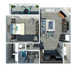 One Bedroom 732 Square Feet